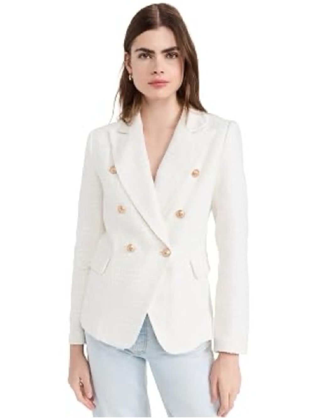 Lioness White Double-Breasted Blazer with Gold Buttons